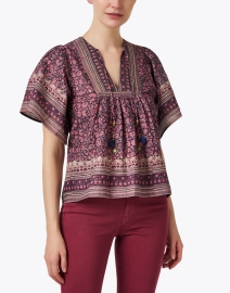 Front image thumbnail - Bell - Angel Brown and Pink Paisley Cotton Blouse