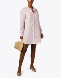 Look image thumbnail - Frank & Eileen - Mary Pink Stripe Linen Shirt Dress
