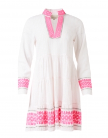 White and Pink Seersucker Tunic Dress