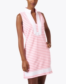 Front image thumbnail - Sail to Sable - Pink Striped French Terry Tunic Dress