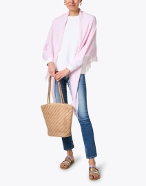 Extra_1 image thumbnail - Kinross - Pink Cashmere Triangle Wrap