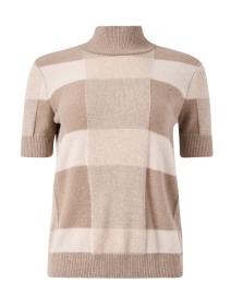 Beige Check Wool Cashmere Sweater