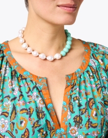 Look image thumbnail - Lizzie Fortunato - Turquoise Pearl Beaded Necklace