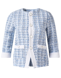 Ecru - Illusion Blue Tweed Jacket
