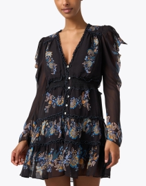 Front image thumbnail - Farm Rio - Black Floral Embroidered Ruffle Dress