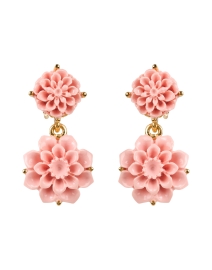 Pink Flower Clip Drop Earrings