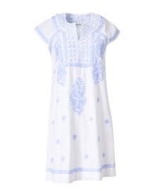 Faith White and Blue Embroidered Cotton Dress