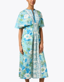 Front image thumbnail - D'Ascoli - Sunny Blue Multi Print Cotton Dress