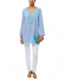 Periwinkle Embroidered Cotton Tunic Top