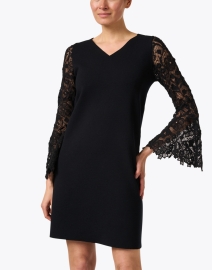 Front image thumbnail - D.Exterior - Black Stretch Wool Lace Dress