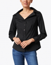 Front image thumbnail - Finley - Black Stretch Cotton Poplin Shirt