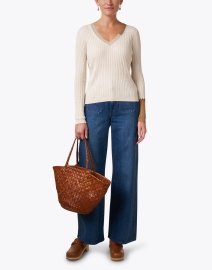 Look image thumbnail - Lisa Todd - Beige Multi Cotton Cashmere Sweater
