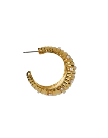 Back image thumbnail - Kenneth Jay Lane - Gold and Pearl Hoop Earrings