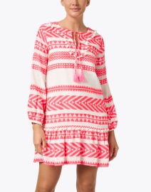 Front image thumbnail - Sail to Sable - White and Pink Print Cotton Dress