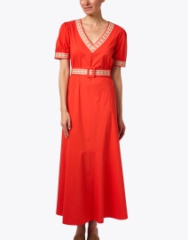 Front image thumbnail - Purotatto - Orange Cotton Belted Dress