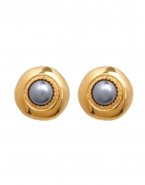 Product image thumbnail - Kenneth Jay Lane - Gold and Grey Pearl Round Clip Earrings