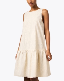 Front image thumbnail - Lafayette 148 New York - Ivory Geometric Textured Cotton Dress