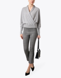 Look image thumbnail - Repeat Cashmere - Grey Cashmere Faux Wrap Sweater