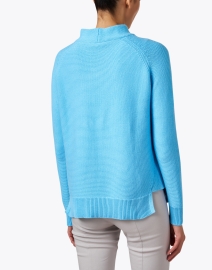 Back image thumbnail - Kinross - Pool Blue Garter Stitch Cotton Sweater