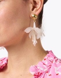 Look image thumbnail - Oscar de la Renta - White Bell Flower Earrings