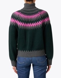 Back image thumbnail - Jumper 1234 - Green and Pink Nordic Wool Cashmere Sweater