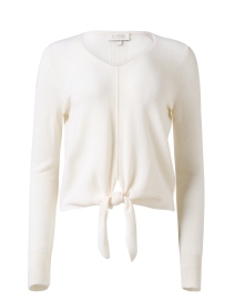 Ivory Tie Front Cashmere Sweater 
