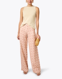 Look image thumbnail - Ecru - Del Ray Beige and Pink Print Pant