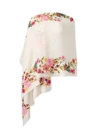 Ivory Floral Embroidered Wool Scarf