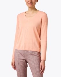 Front image thumbnail - Marc Cain - Peach V-Neck Sweater