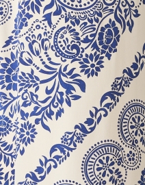 Fabric image thumbnail - Weekend Max Mara - Orchis Cream and Blue Print Silk Dress