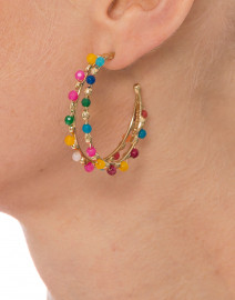 Angola Multicolored Beaded Double Hoop Earrings