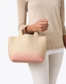 Look image thumbnail - Naghedi - St. Barths Mini Pink Sand Dip Dye Woven Handbag