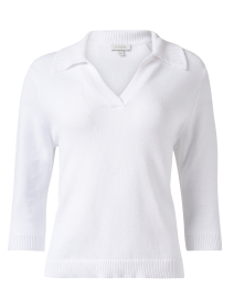 Product image thumbnail - Kinross - White Cotton Polo Sweater