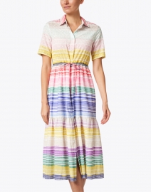 Front image thumbnail - Vilagallo - Eveline Multi Stripe Midi Shirt Dress