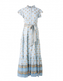 Vine Blue & Gold Print Cotton Dress
