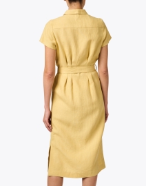 Back image thumbnail - Ines de la Fressange - Ethel Yellow Linen Shirt Dress
