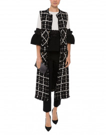 Black and White Check Tweed Long Vest