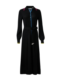 Black Multi Knit Wool Shirt Dress