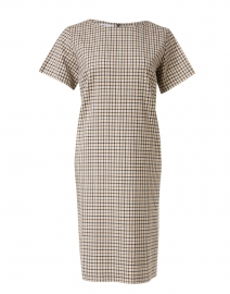Beige and Brown Check Shift Dress