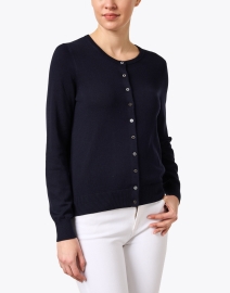 Front image thumbnail - Repeat Cashmere - Navy Cotton Blend Cardigan