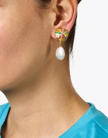 Look image thumbnail - Sylvia Toledano - Gold and Multi Enamel Pearl Drop Earrings