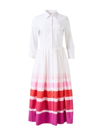 Niddi White and Pink Striped Shirt Dress