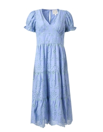 Product image thumbnail - Sail to Sable - Blue and Green Eyelet Cotton Dress