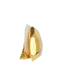 Front image thumbnail - Kenneth Jay Lane - Polished Gold Sculpted Clip Earrings