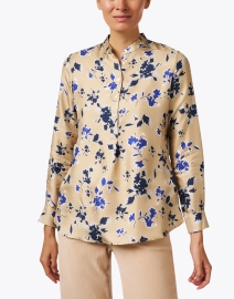 Front image thumbnail - Rosso35 - Beige Print Silk Blouse