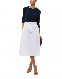White Gabardine Stretch Cotton Skirt