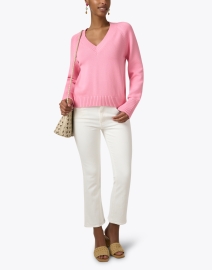 Look image thumbnail - White + Warren - Pink Cotton Sweater