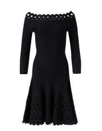 Black Knit Intarsia Trim Dress