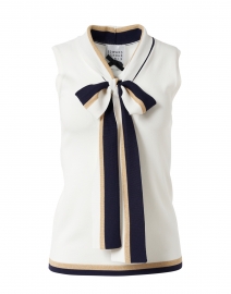White with Navy and Gold Trim Knit Tank