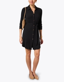Look image thumbnail - Southcott - Sydney Black Cotton Belted Sweater Dress